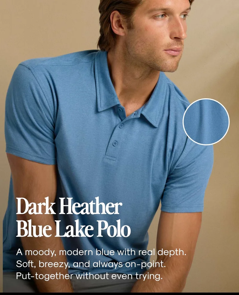 Dark Heather Blue Lake Polo
