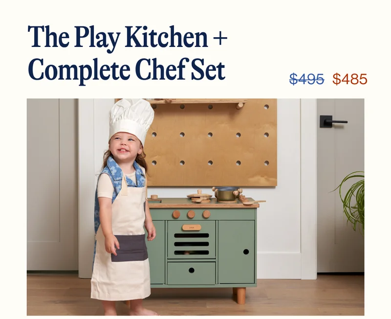 The Play Kitchen + Complete Chef Set From $495 To $485 - Shop Now