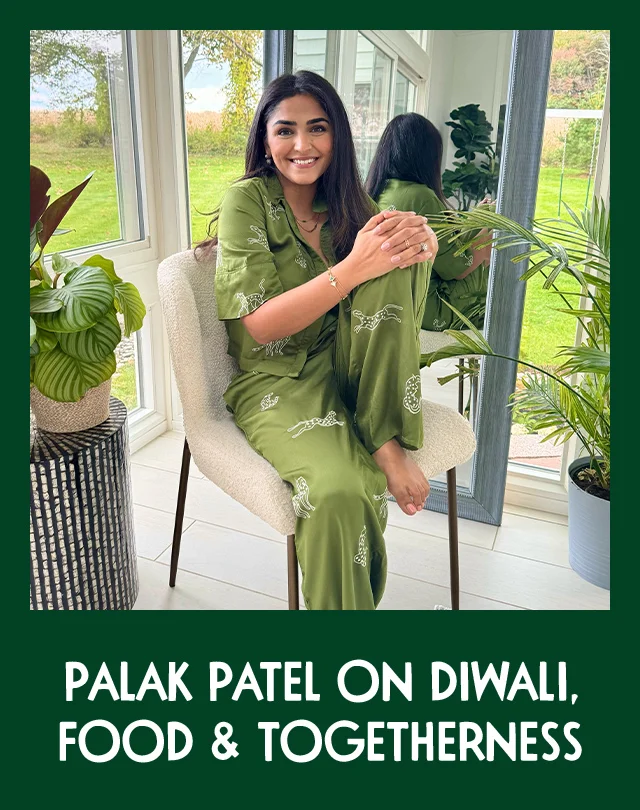 Palak Patel wearing green Sani lounge set.