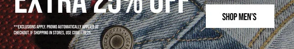 Extra 25% off Shop Men's