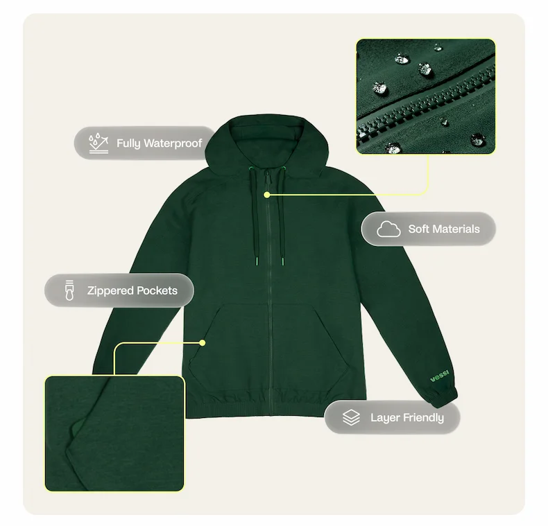 Coastal Hoodie Vessi Full Zip Pine