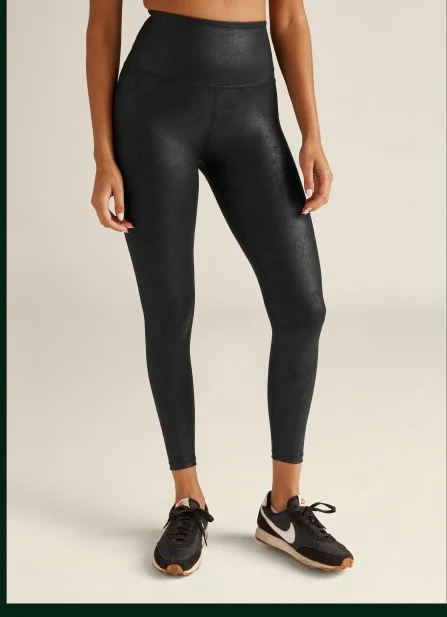 Leatherette High Waisted Midi Legging