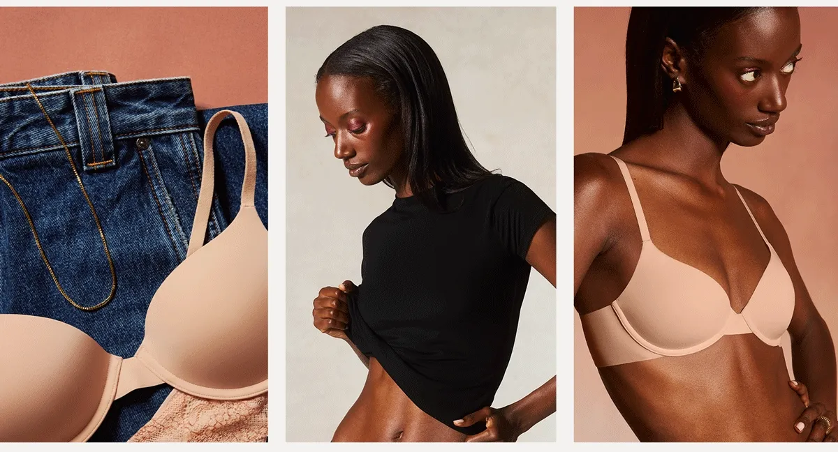Simply Smooth T-Shirt Bra in Buff and Black