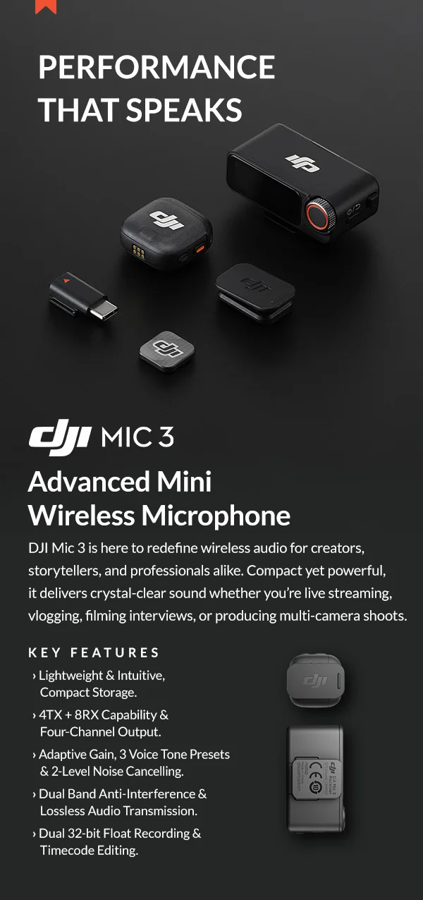 DJI Mic 3  Advanced Mini Wireless Microphone