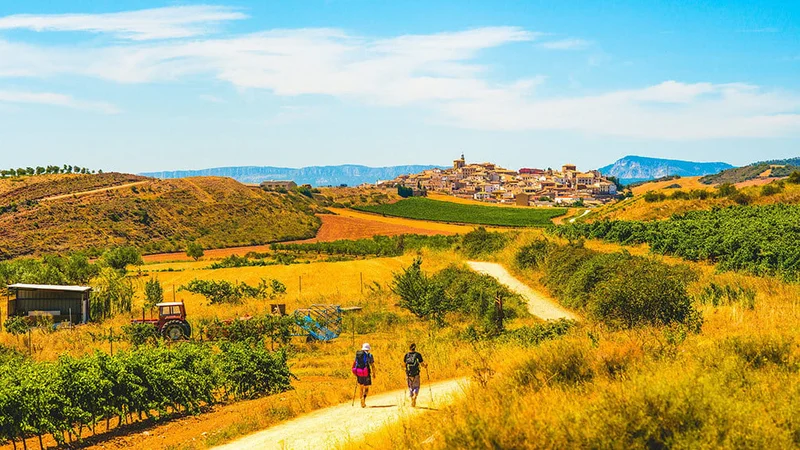 Image description: Hiking the Camino de Santiago.