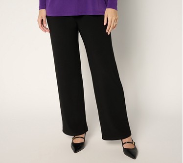 Susan Graver Regular Textured Liquid Knit Wide Leg Pant
