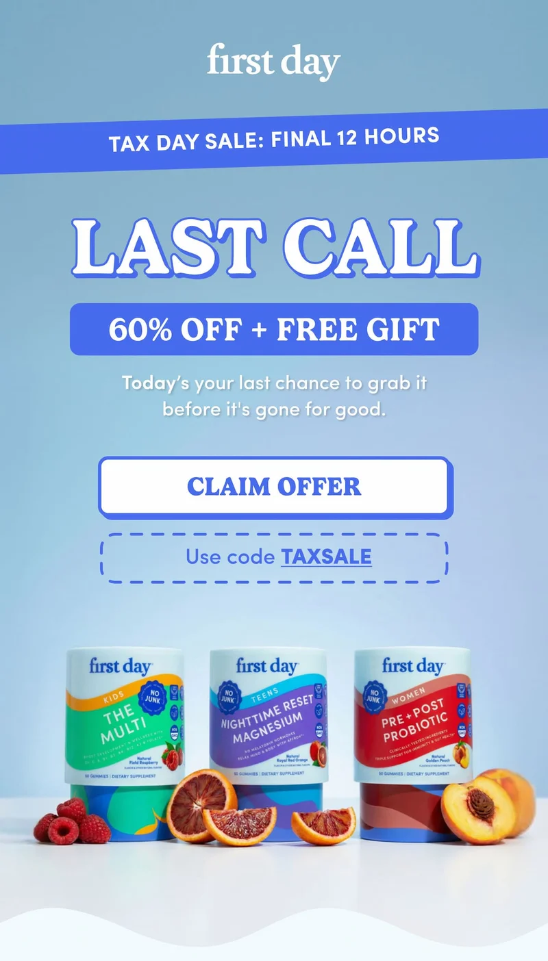 Tax Day Sale: Last Call. 60% OFF + Free Gift
