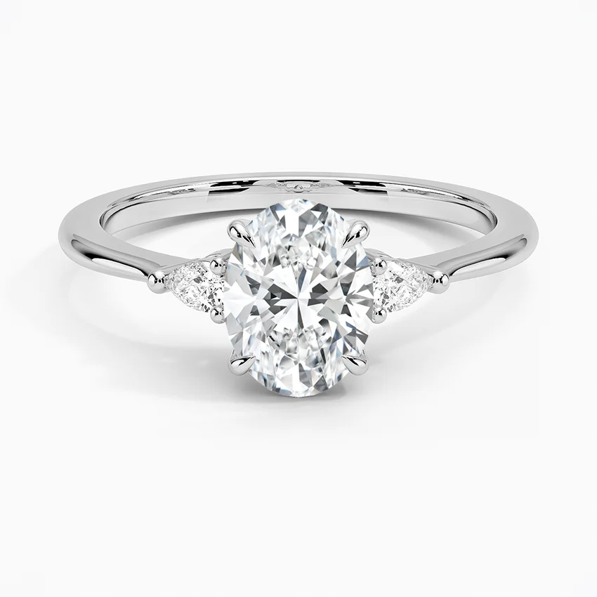 Aria Three Stone Ring with 1ct Oval Lab Diamond