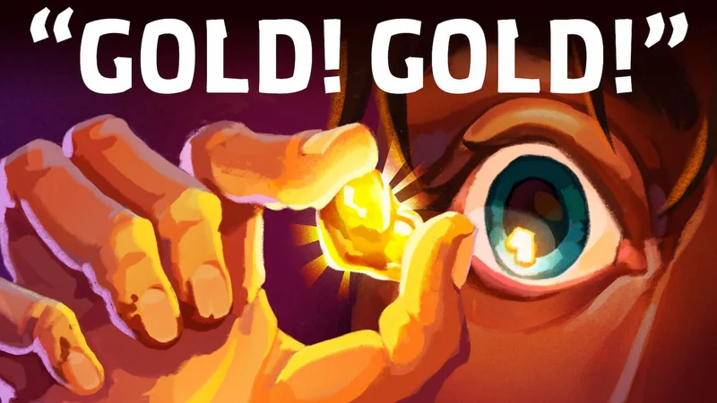 Illustration of someone holding a golden nugget with text: "Gold! Gold!"
