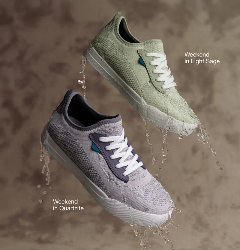 Hero graphic of Weekend in Light Sage and Weekend in Quartzite.