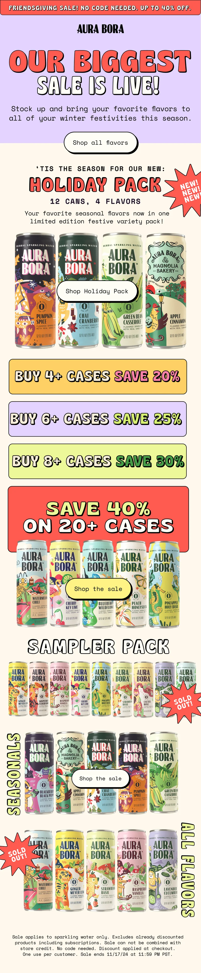 aura bora friendsgiving sale