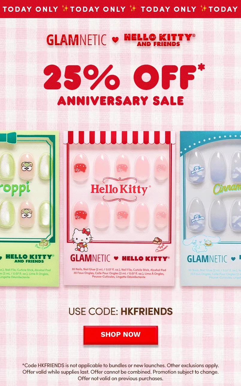 Shop 25% off Hello Kitty Anniversary with the code : HKFRIENDS