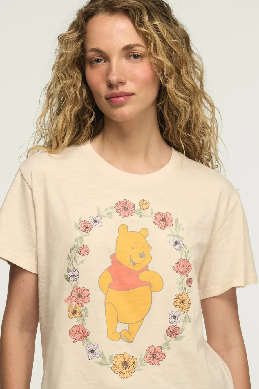 Image of Lucky Brand Winnie The Pooh Boyfriend Tee - Women's Clothing Tops Shirts Tee Graphic T Shirts in Lilly White