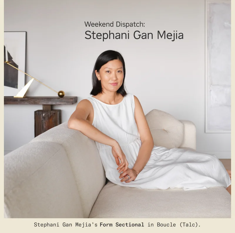 Pictured: Stephani Gan and her Form Sectional in Boucle (Talc)