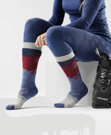 Women's Ski Snowpocalypse Pattern Over The Calf Socks
