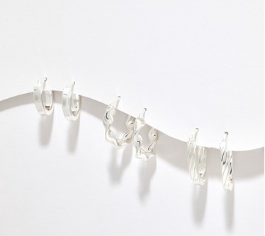 UltraFine 950 Silver Set of 3 Boxed Hoop Earrings