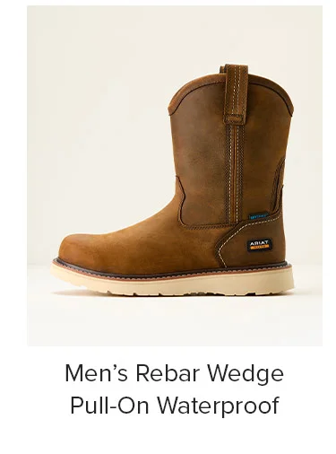 Men's Rebar Wedge Pull-On Waterproof  in Brown Leather