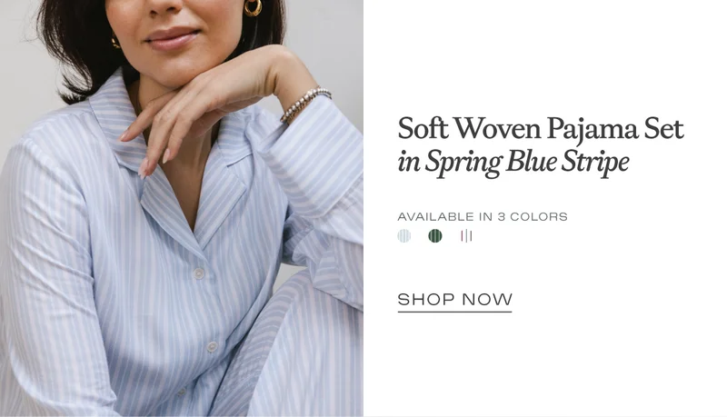 Soft Woven Pajama Set in Spring Blue Stripe Soft Woven Pajama Set in Spring Blue Stripe