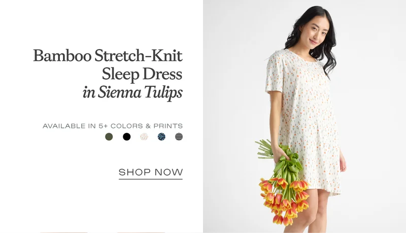 Stretch Knit Sleep Dress in Sienna Tulips Stretch Knit Sleep Dress in Sienna Tulips
