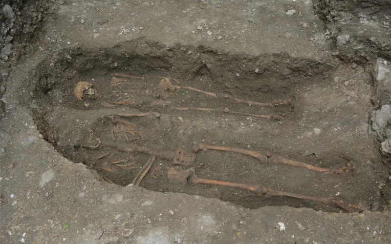 A mass grave at the Tower of London dating from the 14th century which may have been the final resting place for some of the earliest victims of the Black Death