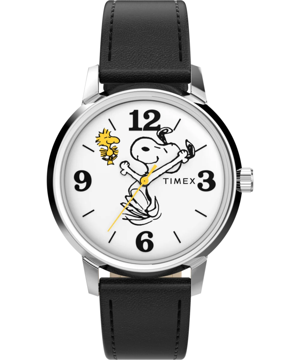 Image of Timex x Peanuts® Marlin® 75th Anniversary Edition 38mm Leather Strap Watch