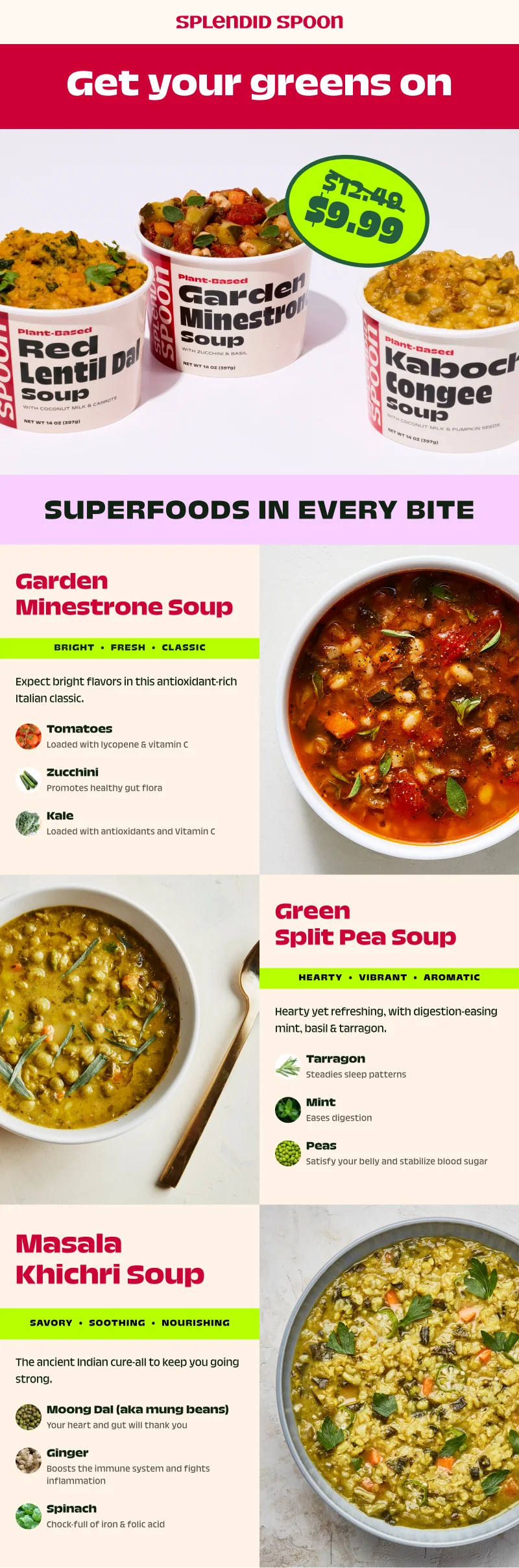 Promotion 20% off soups, images of soups in cups