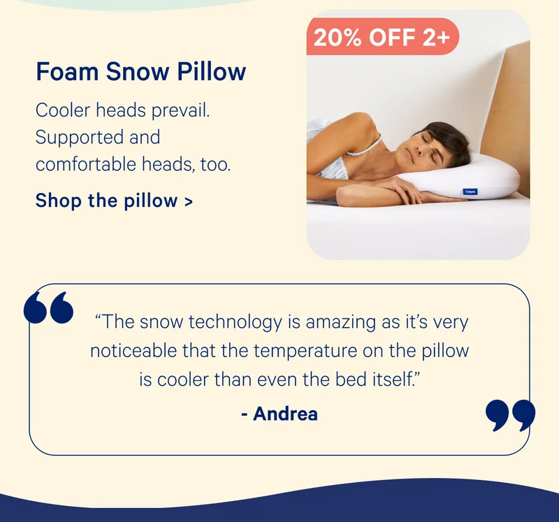 Foam Snow Pillow; Cooler heads prevail. Supported and comfortable heads, too.