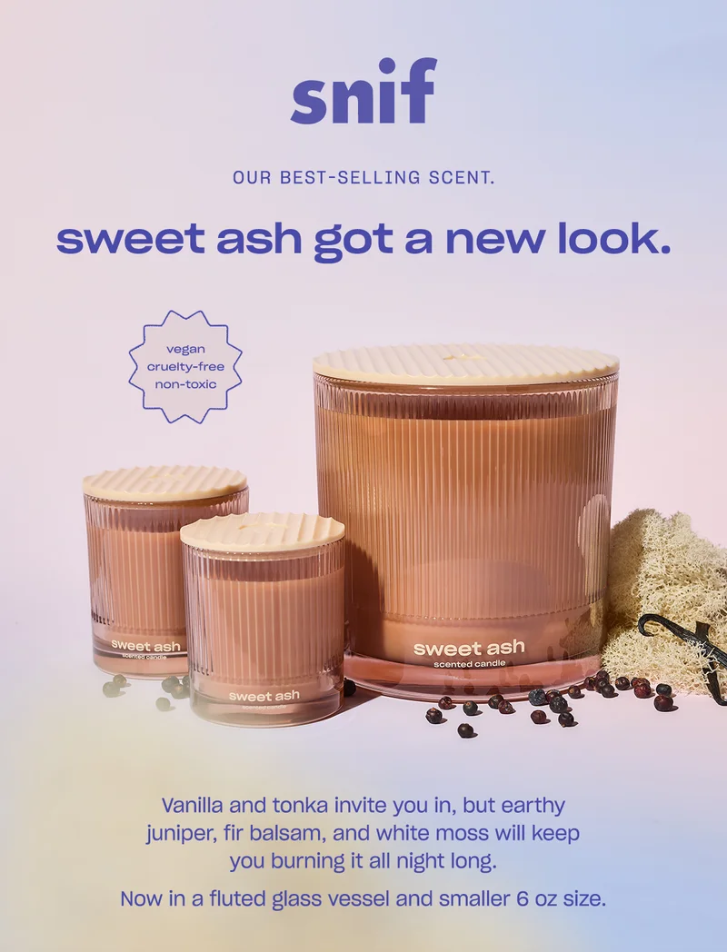 Vanilla and tonka invite you in, but earthy juniper, fir balsam, and white moss will keep you burning it all night long.  Now in a fluted glass vessel and smaller 6 oz size.