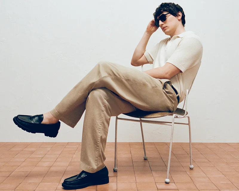 Image | Model in Everyday Relaxed-Fit Chino | Trench Coat Khaki