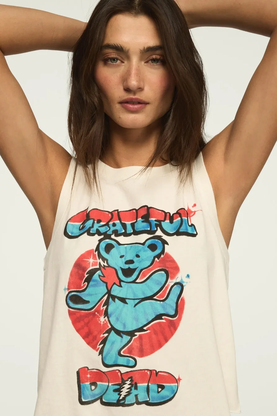 Image of Lucky Brand Grateful Dead Airbrush Muscle Tank - Women's Clothing Tops Tank Top in Bright White