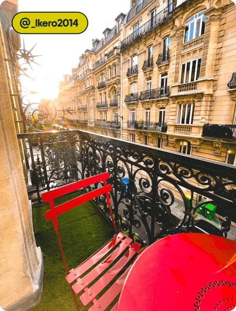 Image Description: A balcony with a bistro chair, photo taken by @_lkero2014