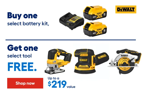 Buy one select battery kit, Get one select tool FREE.