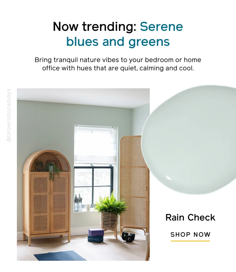 Now trending: Serene blues and greens. Bring tranquil nature vibes to your bedroom or home office with hues that are quiet, calming and cool. Rain Check SHOP NOW