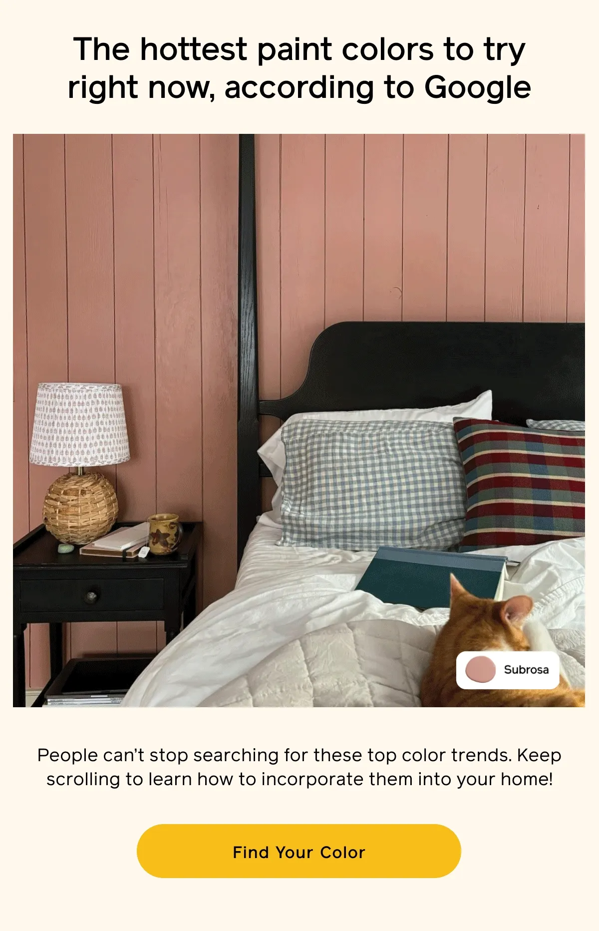 The hottest paint colors to try right now, according to Google. People can't stop searching for these top color trends. Keep scrolling to learn how to incorporate them into your home! Find Your Color