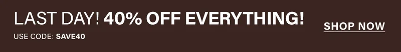 Brown banner: "LAST DAY! OFF EVERYTHING!" in white. Use code discount code. Shop now for this limited-time sitewide discount sale.