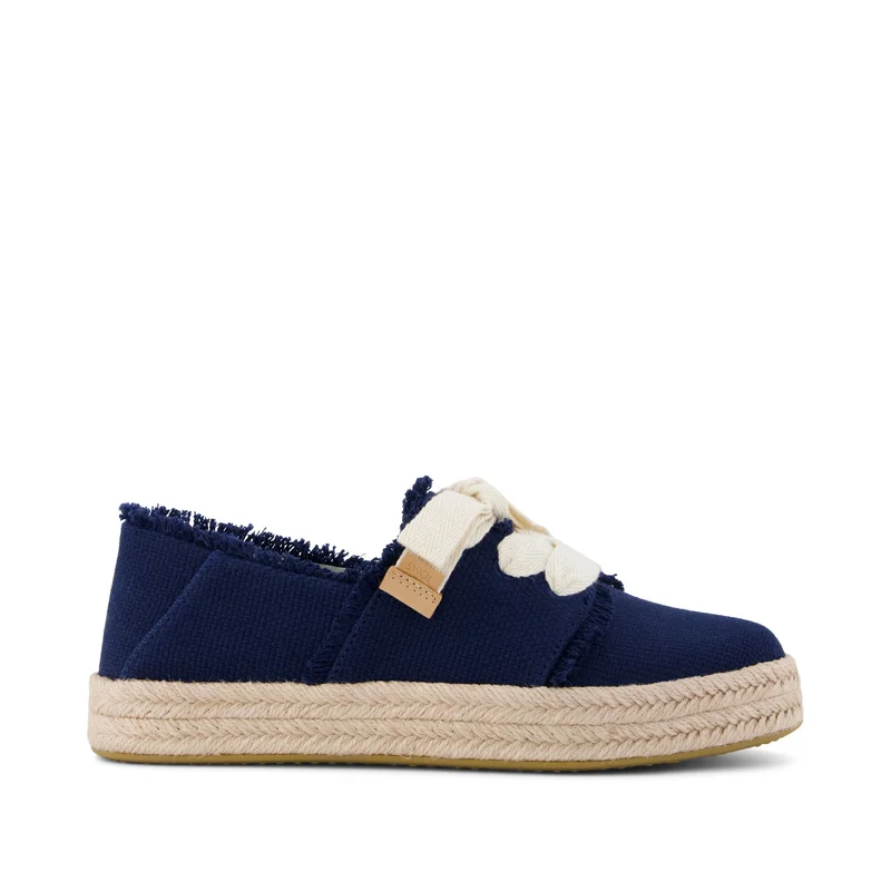 Image of Womens Carolina Lace-Up Espadrille Navy Fray Image of Womens Carolina Lace-Up Espadrille Navy Fray