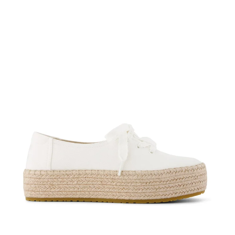 Image of Womens Valencia Lace-Up Platform Espadrille White Canvas Image of Womens Valencia Lace-Up Platform Espadrille White Canvas