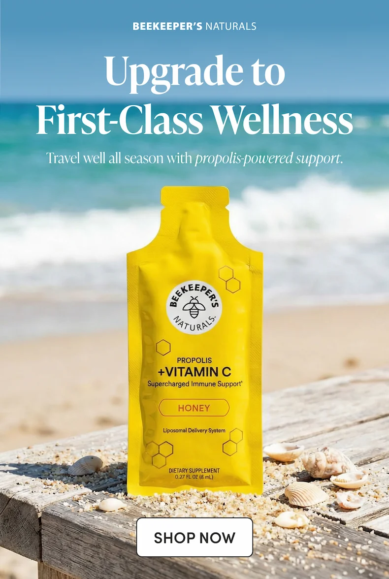 Upgrade to First-Class Wellness Travel well all season with propolis-powered support.