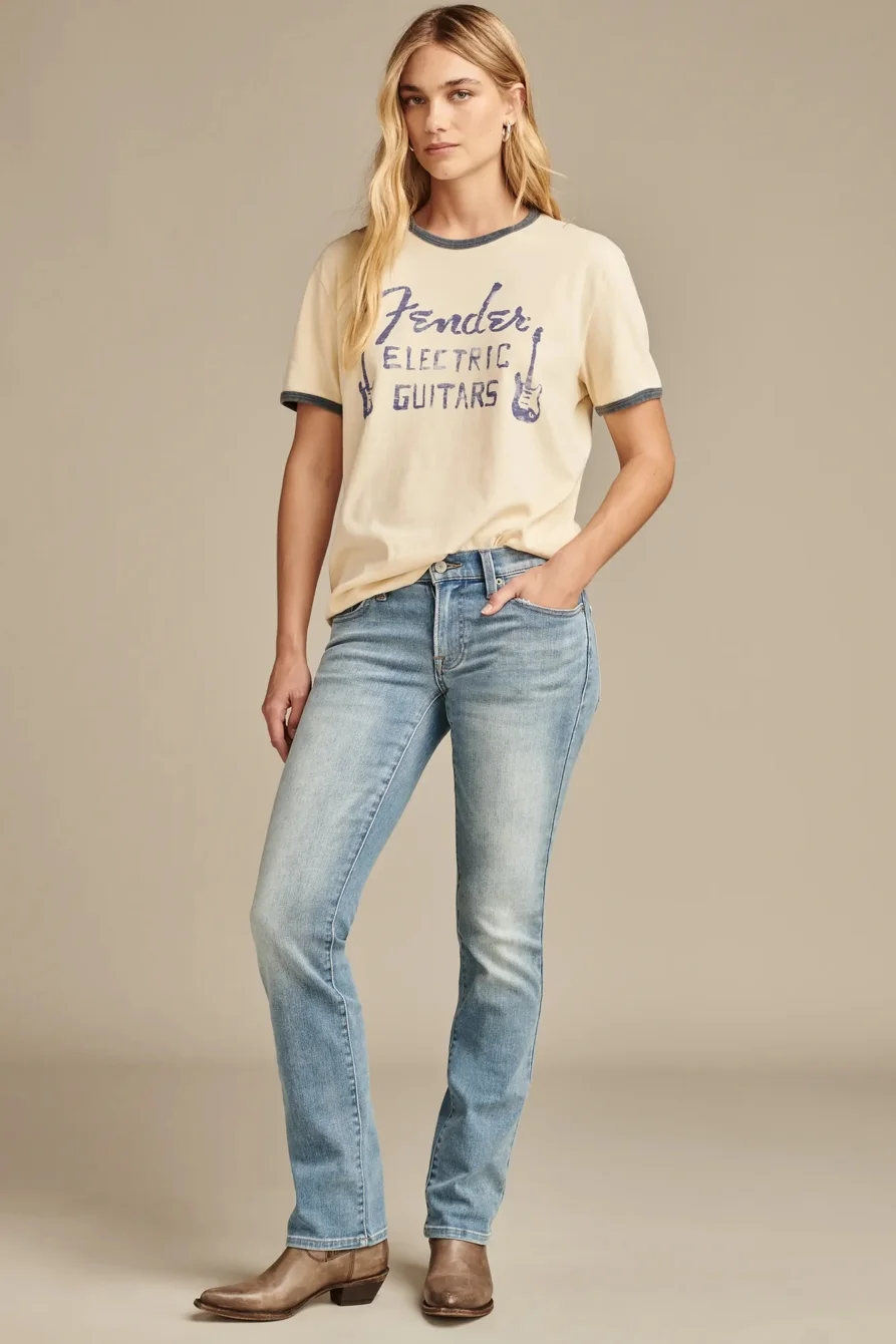 Image of Lucky Brand Mid Rise Sweet Straight - Women's Pants Denim Straight Leg Jeans in Wanderer