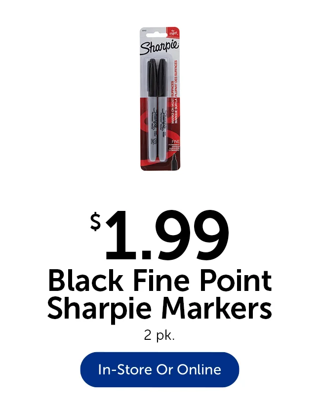 $1.99 Black Fine Point Sharpie Markers - 2 pk.