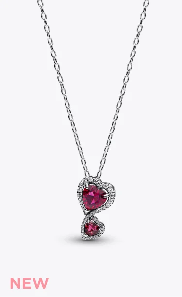 Red Halo Hearts Pendant Necklace