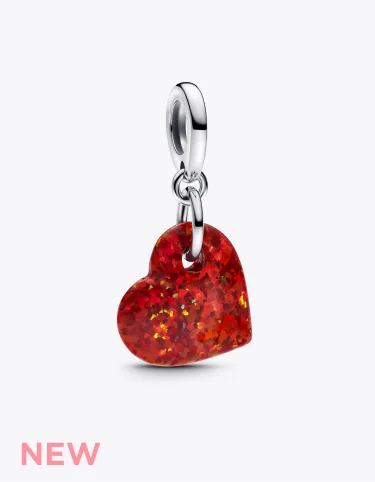 Opalescent Red Heart Dangle Charm