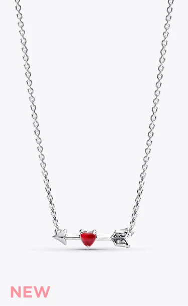 Arrow & Murano Glass Heart Necklace