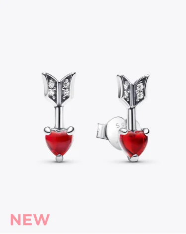 Arrow & Murano Glass Heart Stud Earrings