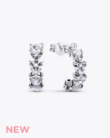 Sparkling Hearts Open Hoop Earrings