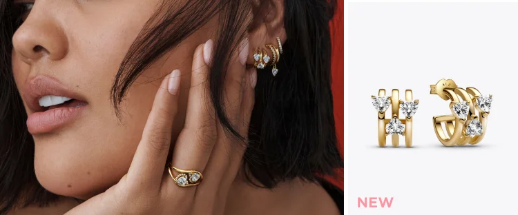 Triple Heart Hoop Earrings