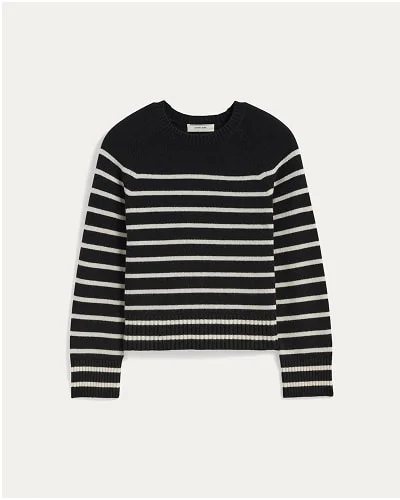 [Image]The Boxy Crew in Cashmere | Black / Bone
