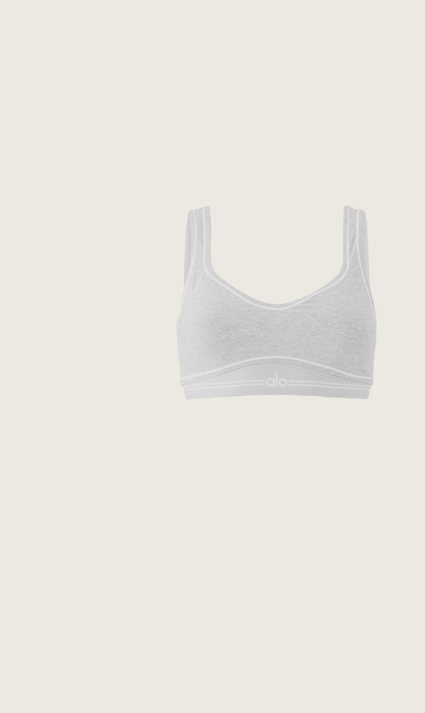 alosoft heart throb bra athletic heather grey white