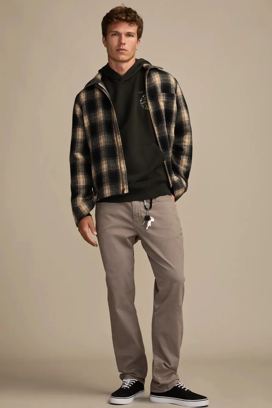 Image of Lucky Brand 223 Straight Sateen Stretch Jean - Men's Pants Denim Straight Leg Jeans in Uniform Navy Wash