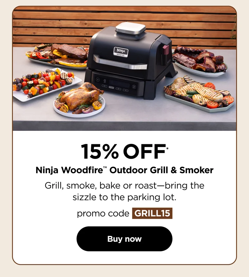15% off* Ninja Woodfire™ Outdoor Grill & Smoker--Promo code: GRILL15